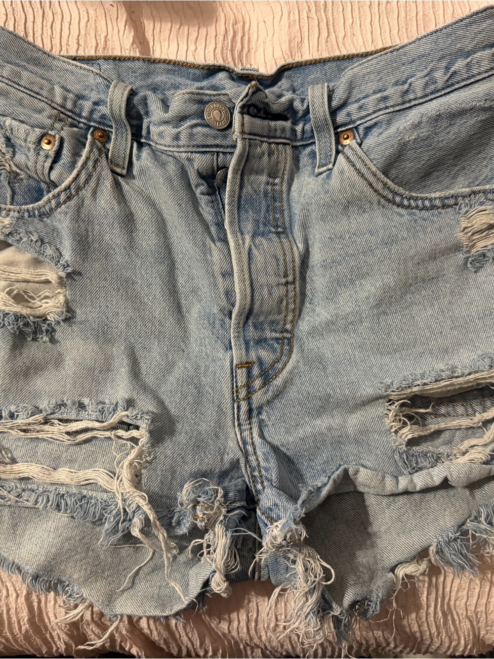 Levi's Light Blue Distressed Women's Denim Shorts